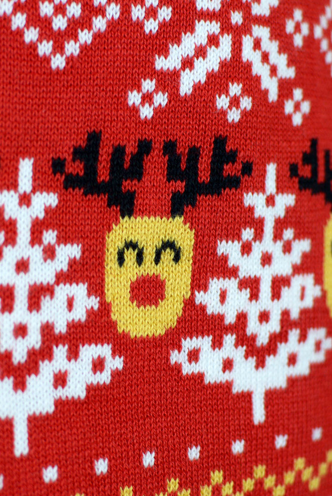 Jersey de Navidad Parejas Rojo Muñecos Nieve Algodón Orgánico Cenefas