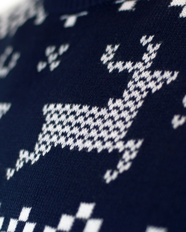 Jersey de Navidad Parejas Azul Polo Norte reno