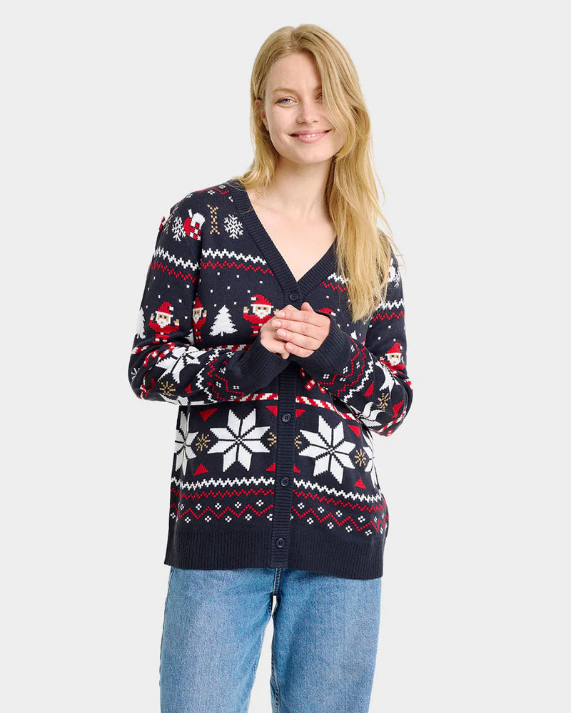 Jersey de Navidad Mujer Parejas Cárdigan Azul Estrellas Polares