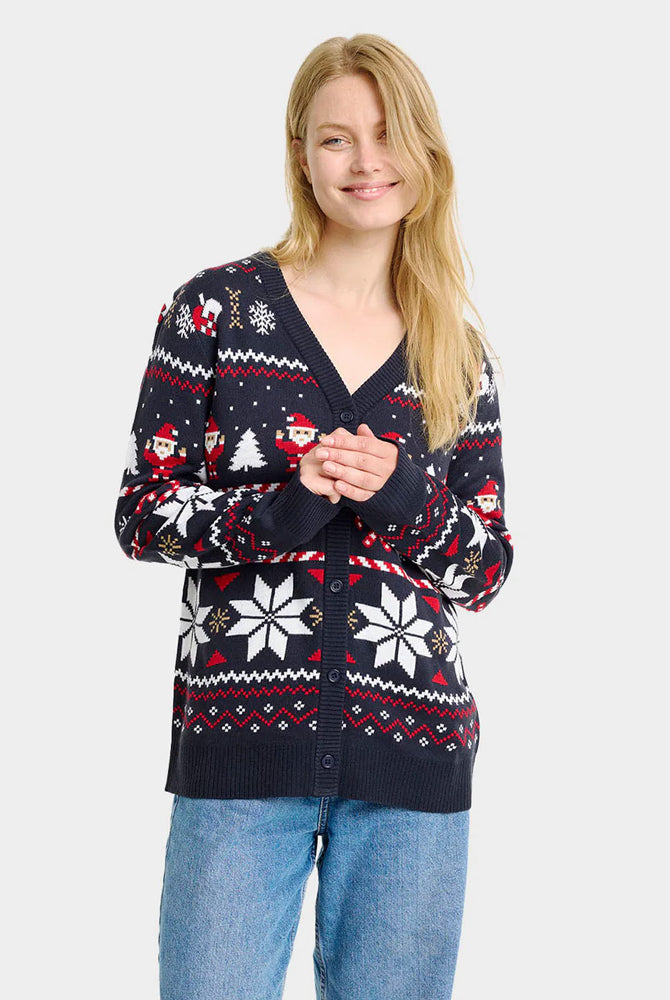 Jersey de Navidad Mujer Parejas Cárdigan Azul Estrellas Polares