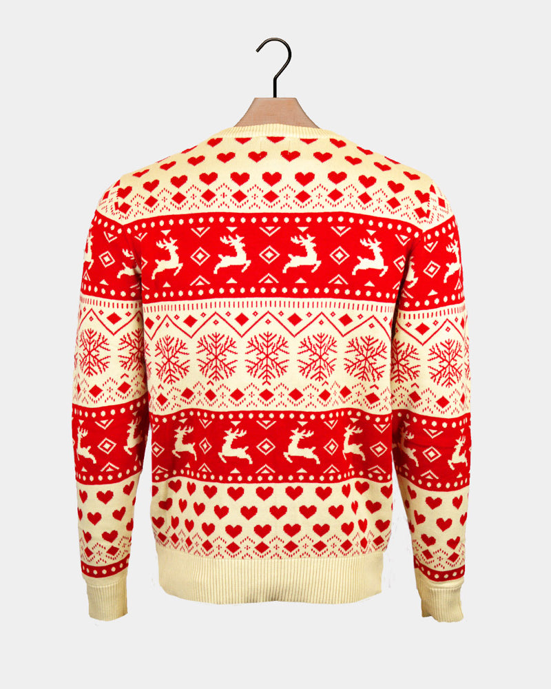 Jersey de Navidad Parejas Corazones  Algodón Orgánico Rojos Beige