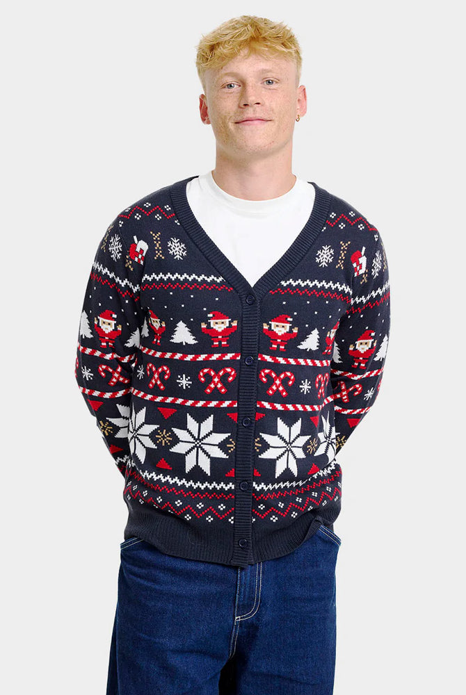 Jersey de Navidad de Parejas hombreCárdigan Azul Estrellas Polares