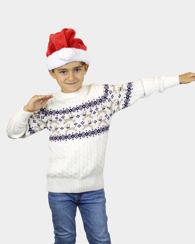 Jersey de Navidad Parejas Niño Elegante Blanco Alaska