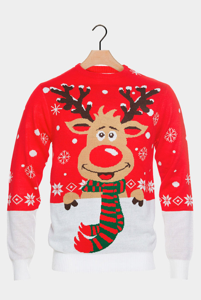 Jersey de Navidad Parejas Reno con Bufanda