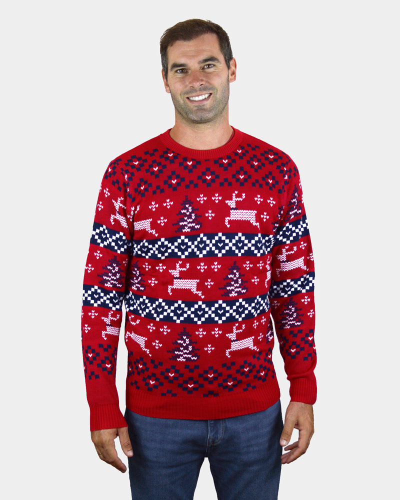 Jersey de Navidad Parejas Rojo Canadá hombre