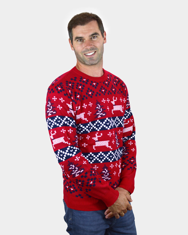 hombre Jersey de Navidad Parejas Rojo Canadá