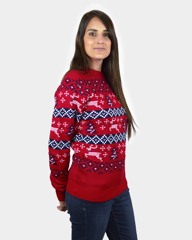 mujer Jersey de Navidad Parejas Rojo Canadá
