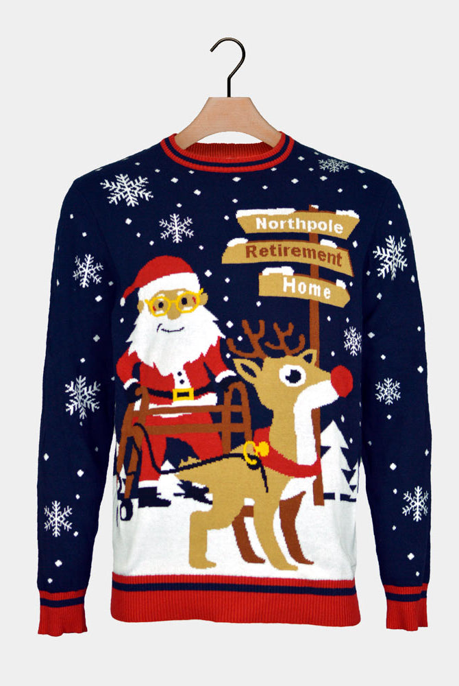 Jersey de Navidad Parejas Santa con Andador camino a la Jubilación Mujer
