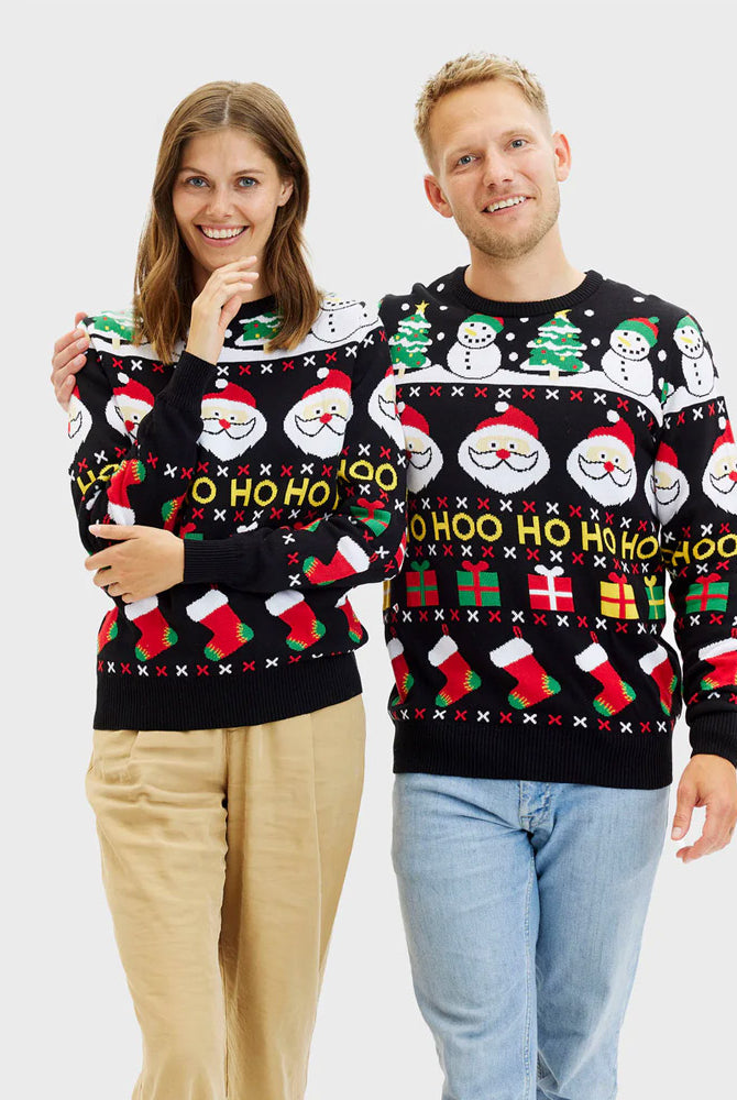 Jersey de Navidad Parejas Santa, Regalos y Muñecos Algodón Orgánico