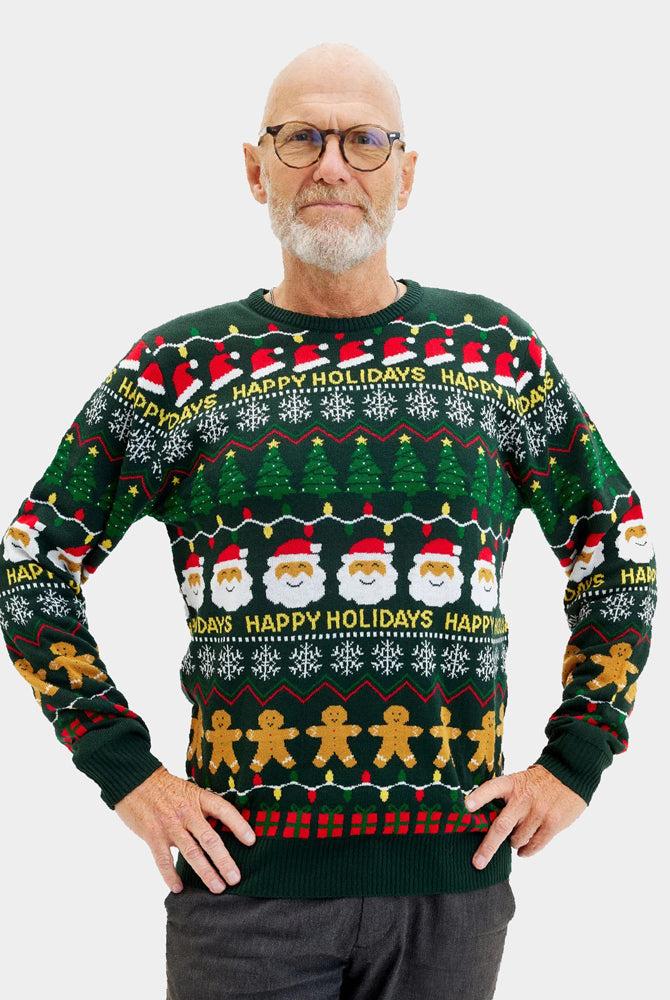 Jersey de Navidad Parejas Verde Happy Holidays Hombre