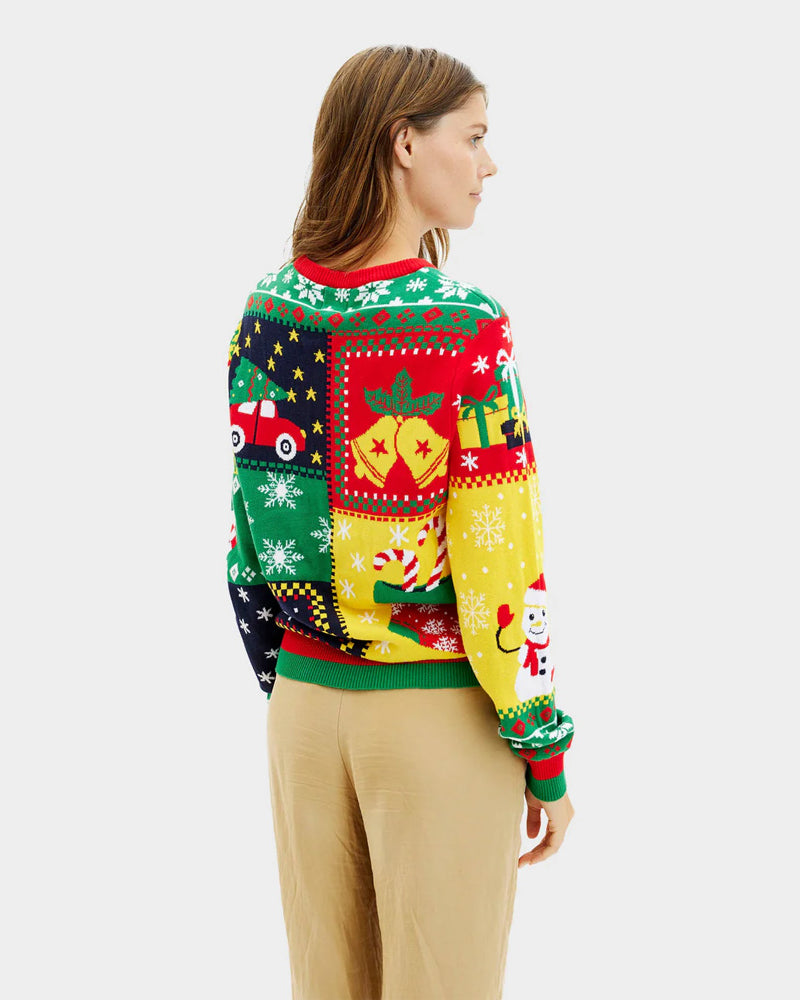 Jersey de Navidad Mujer Patchwork Algodón Orgánico
