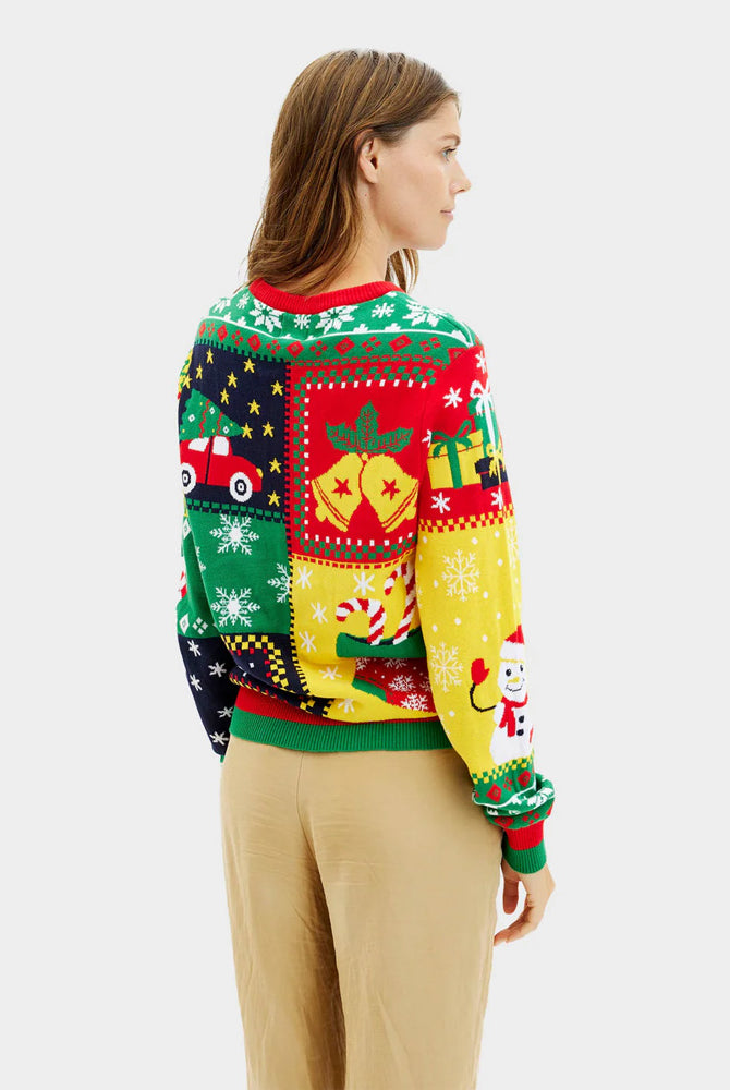 Jersey de Navidad Mujer Patchwork Algodón Orgánico