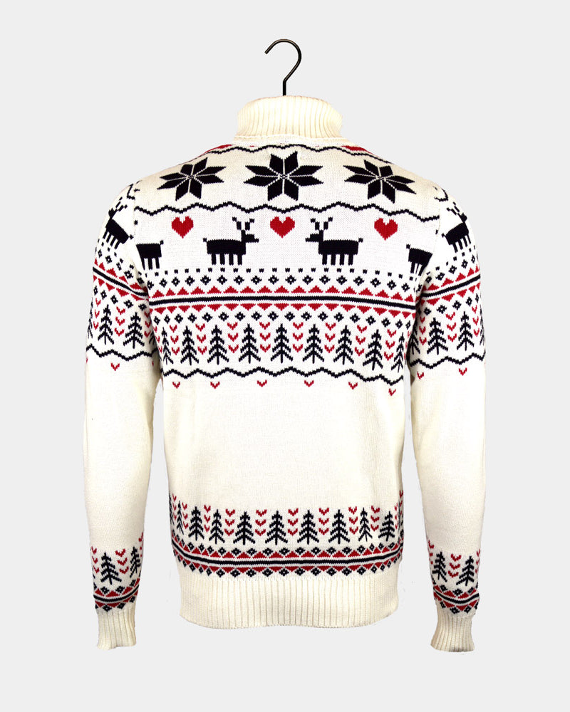 Jersey de Navidad cuello alto Hombre Elegante Beige Orgánico Algodón