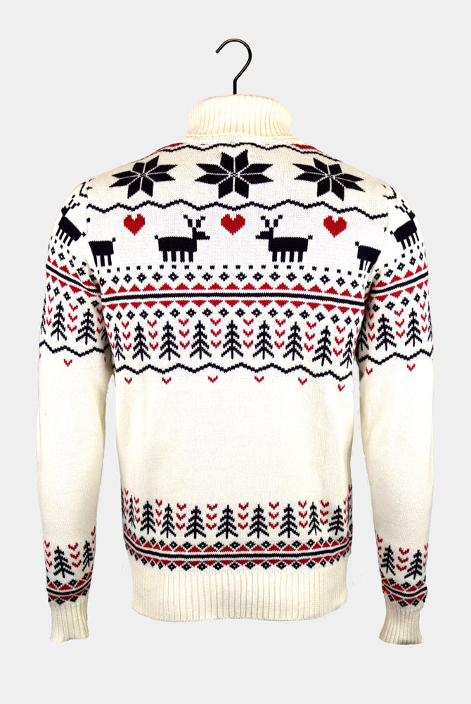 Jersey de Navidad cuello alto Parejas Elegante Beige Orgánico Algodón