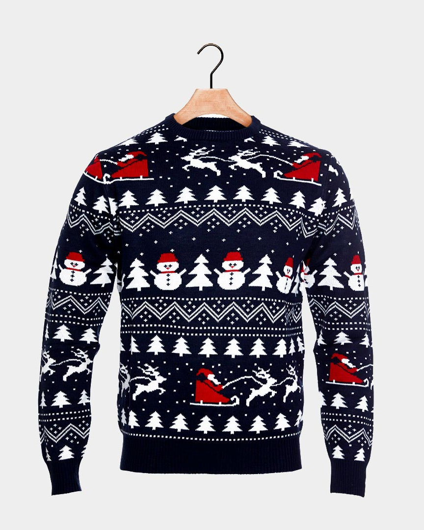 Jersey Navidad Familia Árboles, Muñecos y Papá Noel Algodón Orgánico