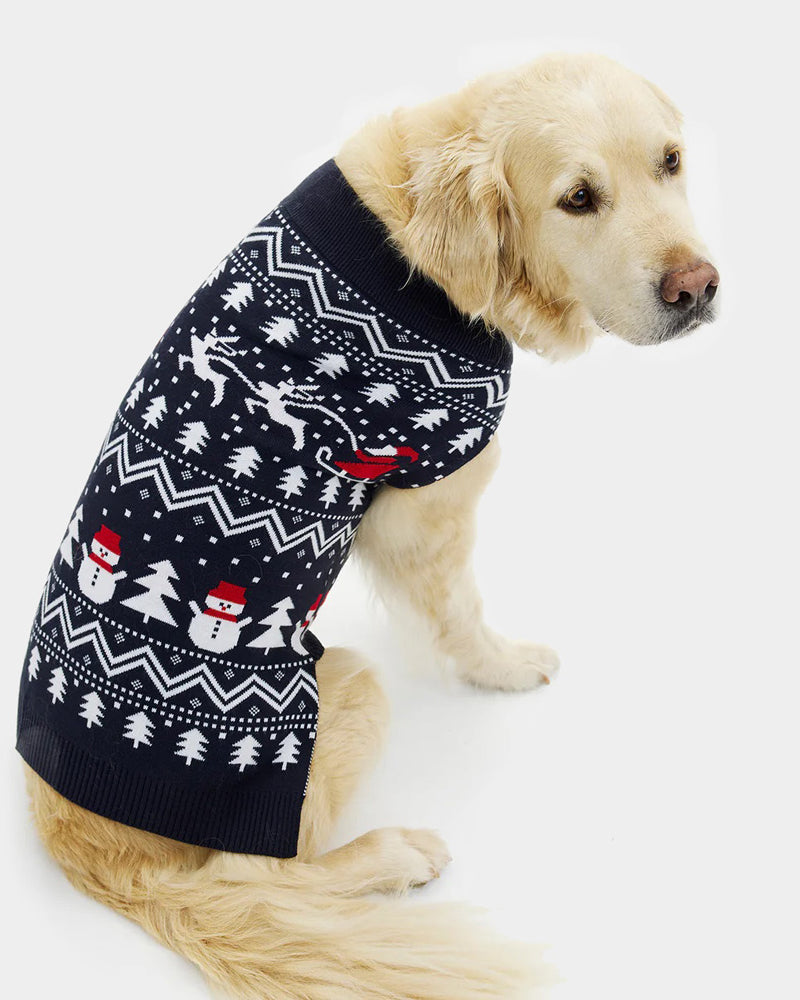 Jersey de Navidad para Perros con Árboles, Muñecos y Papá Noel