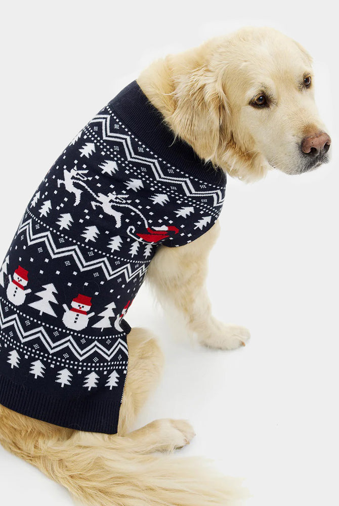 Jersey de Navidad para Perros con Árboles, Muñecos y Papá Noel