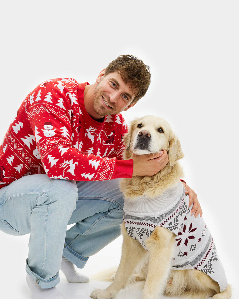 Jersey de Navidad para Perros Gris Estrellas Polares Hombre