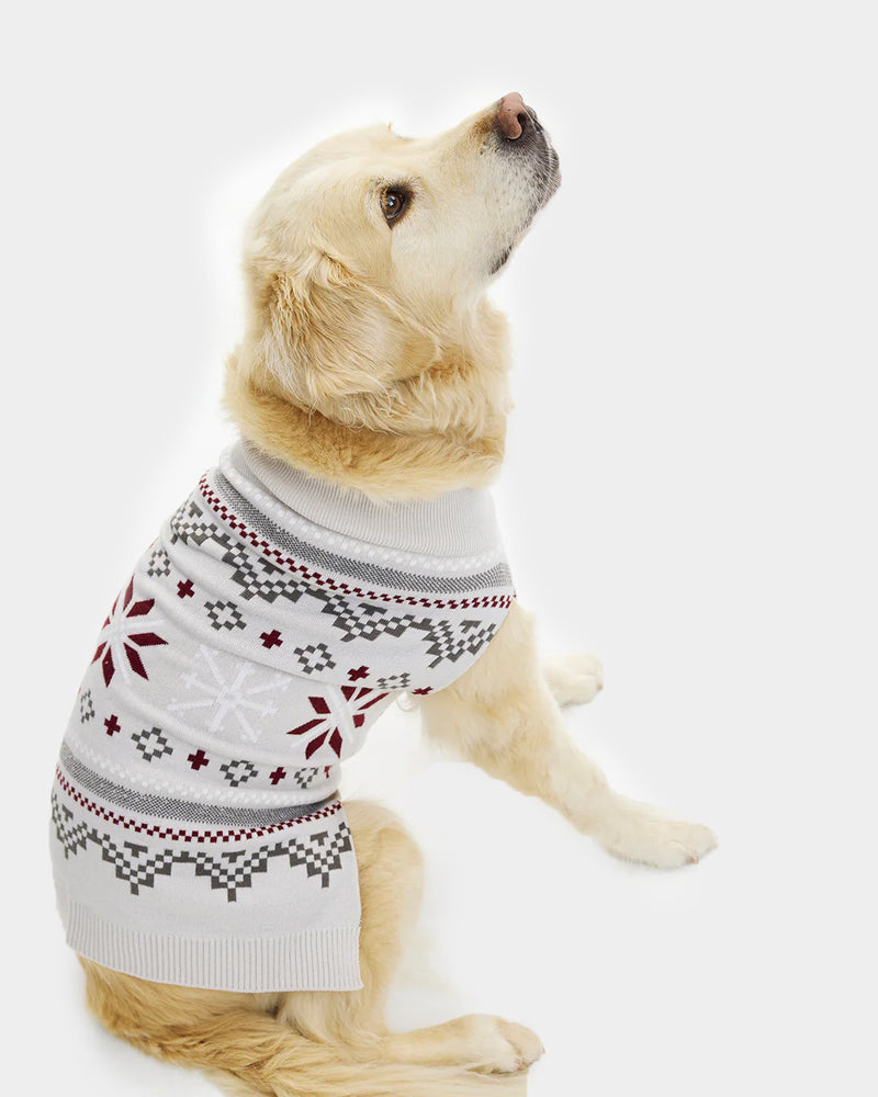 Jersey de Navidad para Perros Gris Estrellas Polares