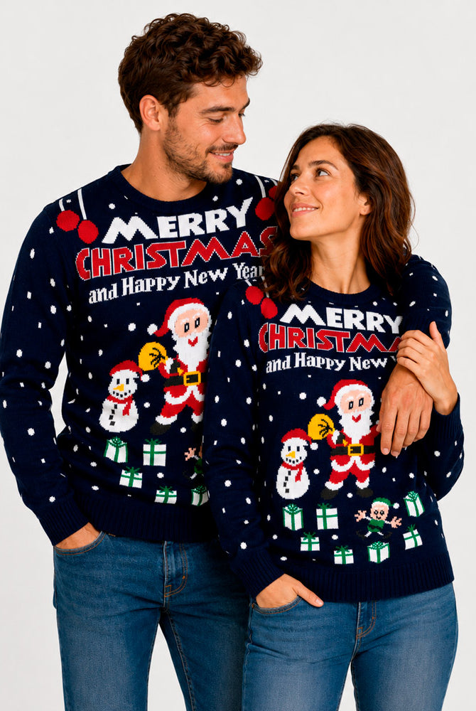 Jersey Navideño para Hombre Merry Christmas and Happy New Year Pareja