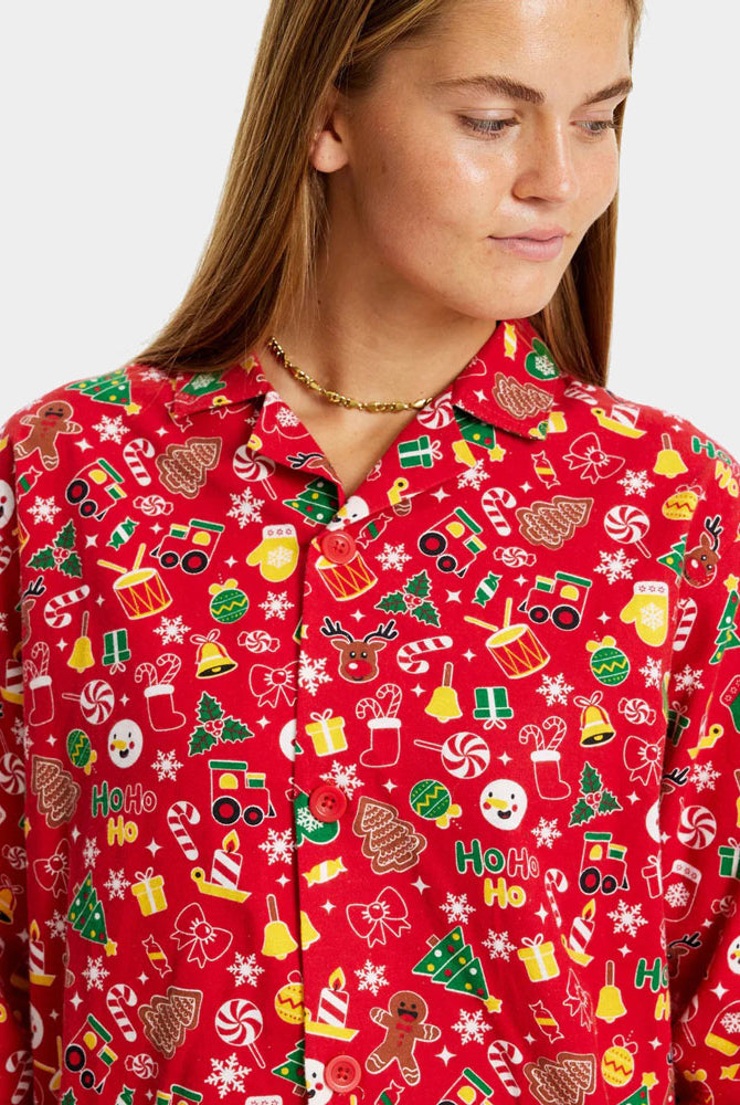 Mujer Pijama de Navidad para Adultos Unisex Rojo con Motivos Navideños