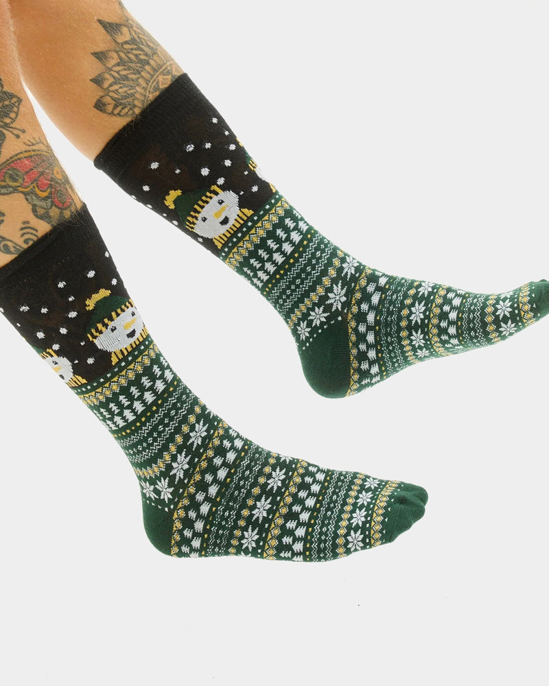 Verdes con Muñeco de Nieve Calcetines de Navidad Unisex