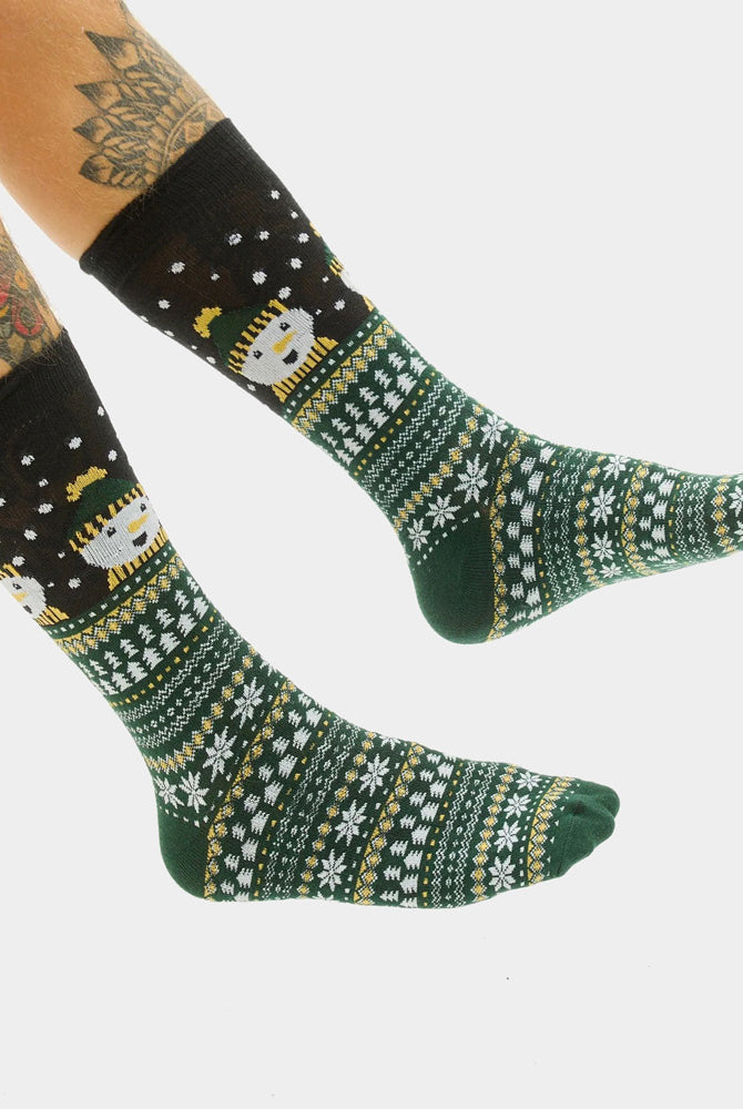 Verdes con Muñeco de Nieve Calcetines de Navidad Unisex