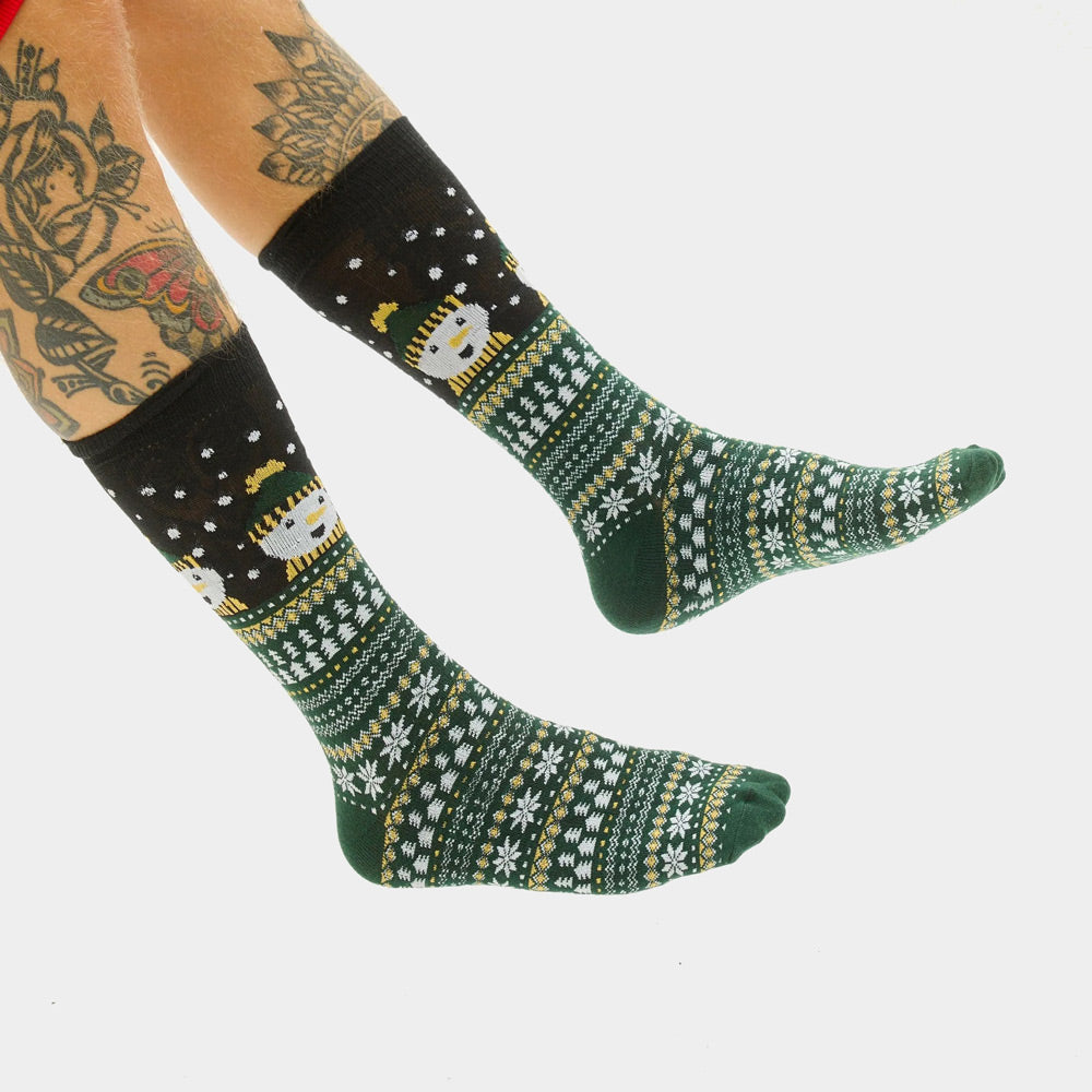 Verdes con Muñeco de Nieve Calcetines de Navidad Unisex