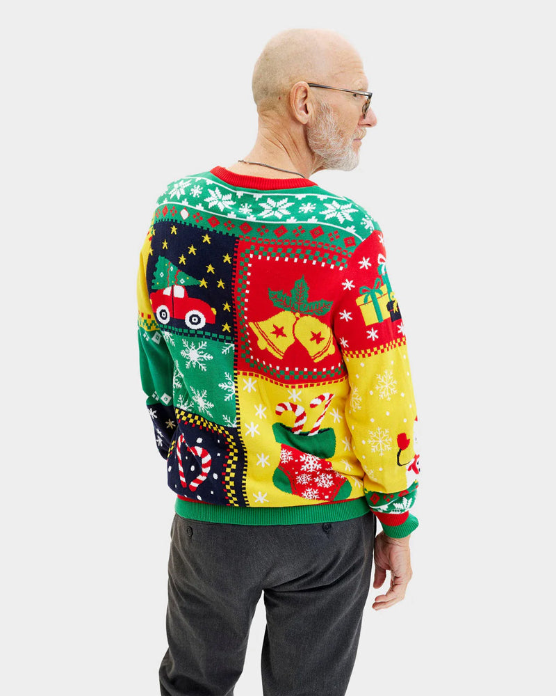Jersey de Navidad Hombre Patchwork Algodón Orgánico