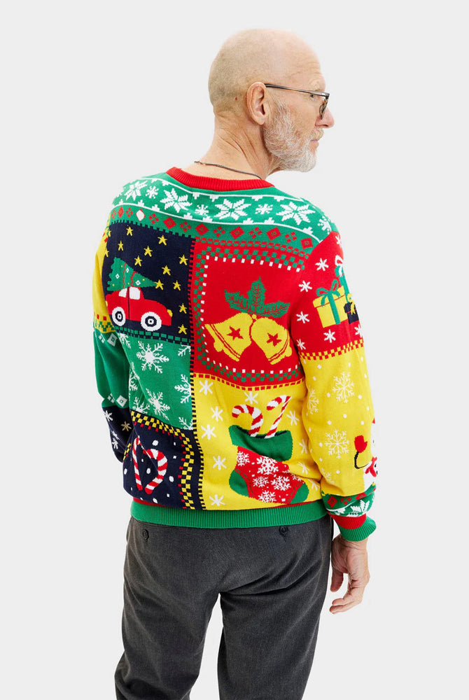 Jersey de Navidad Hombre Patchwork Algodón Orgánico