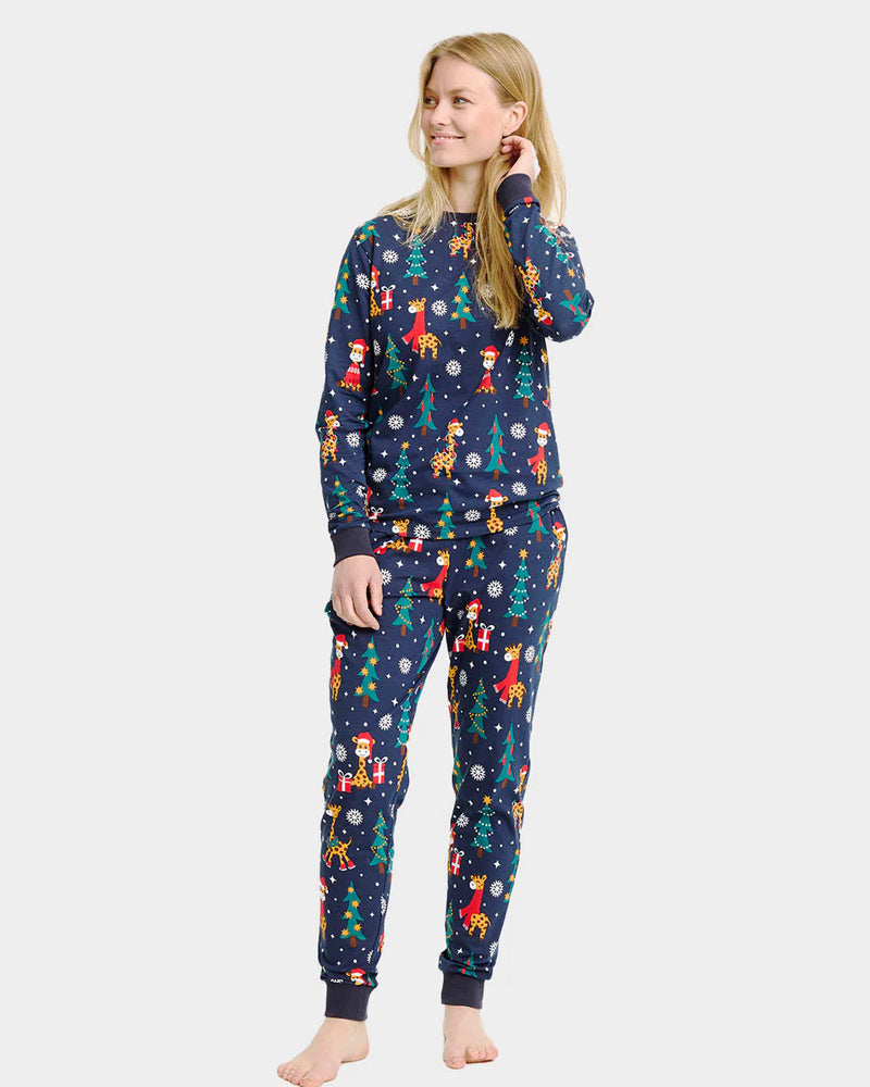 Pijama de Navidad para Adultos Mujer Unisex Jirafas