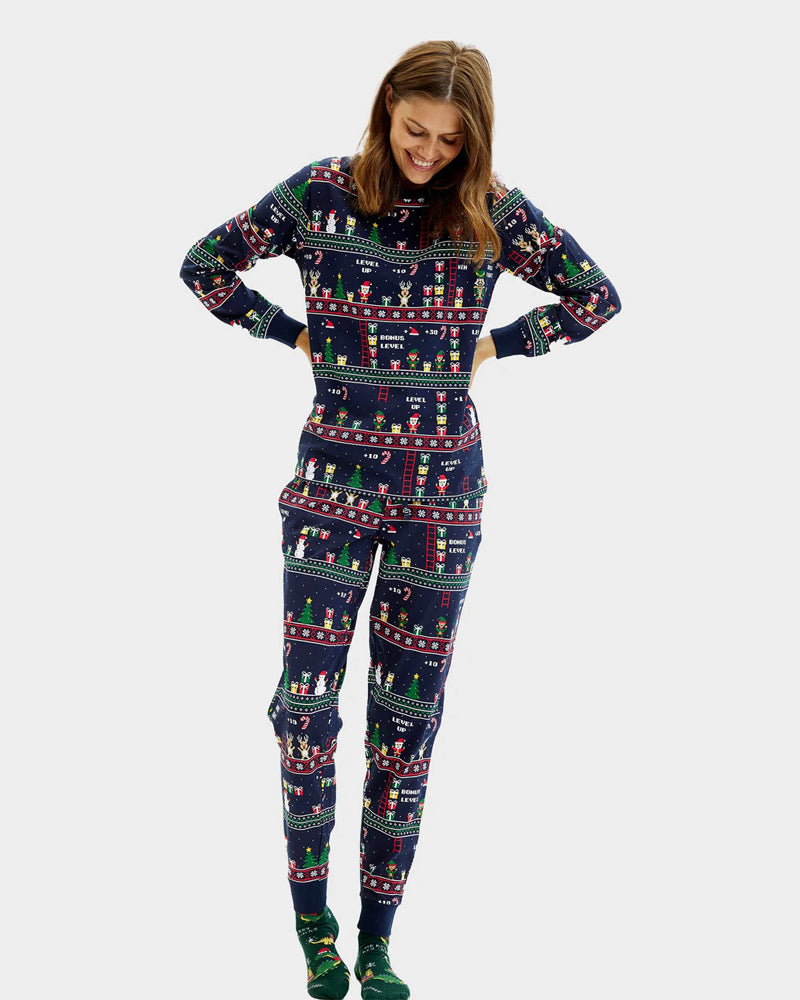 Pijama de Navidad para Adultos Mujer Unisex Vintage Gaming