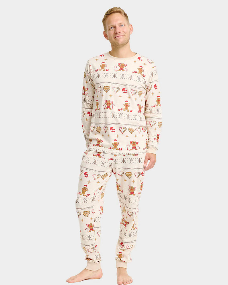 Pijama de Navidad Hombre Adultos Unisex Gingercookies Beige