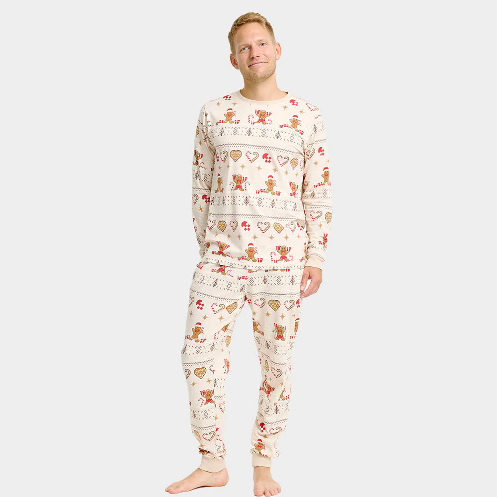 Pijama de Navidad Hombre Adultos Unisex Gingercookies Beige