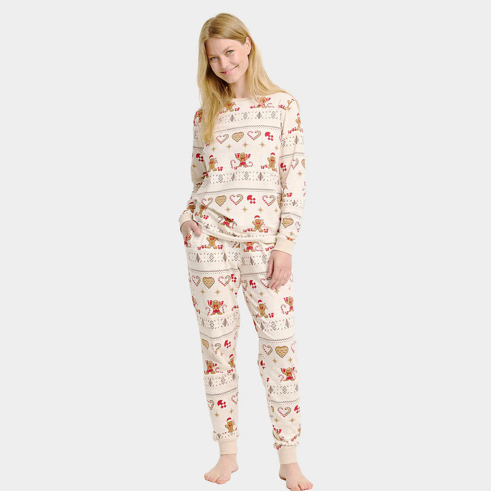 Pijama de Navidad Mujer Adultos Unisex Gingercookies Beige