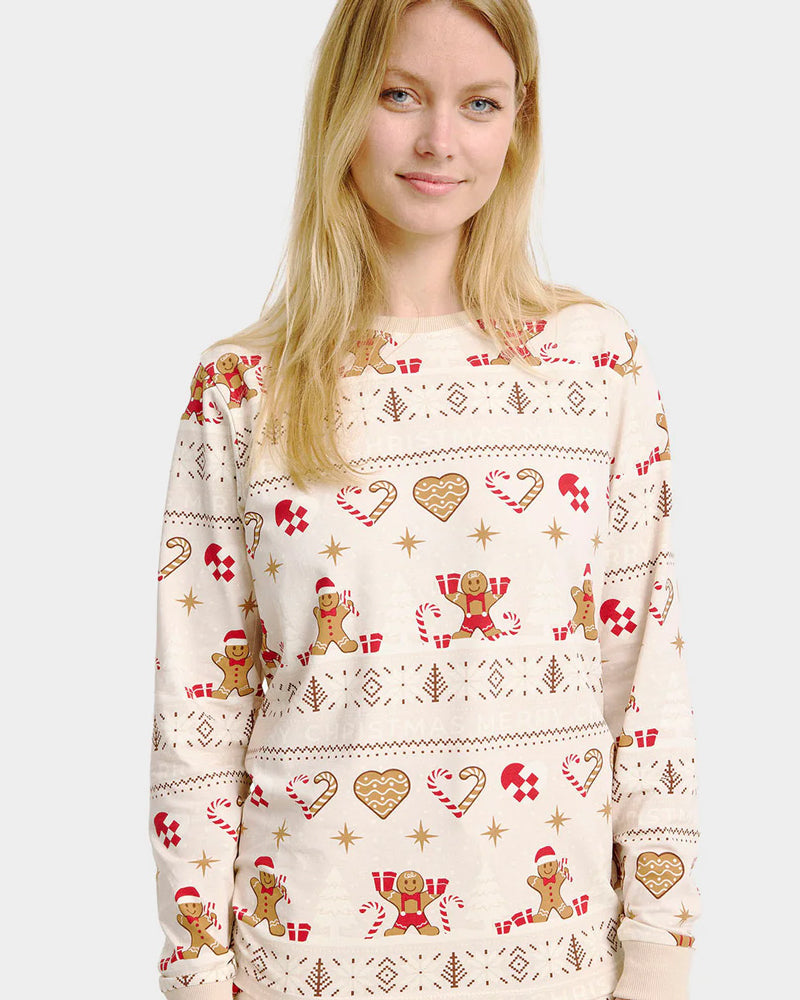 Pijama de Navidad para Adultos Unisex Gingercookies Beige