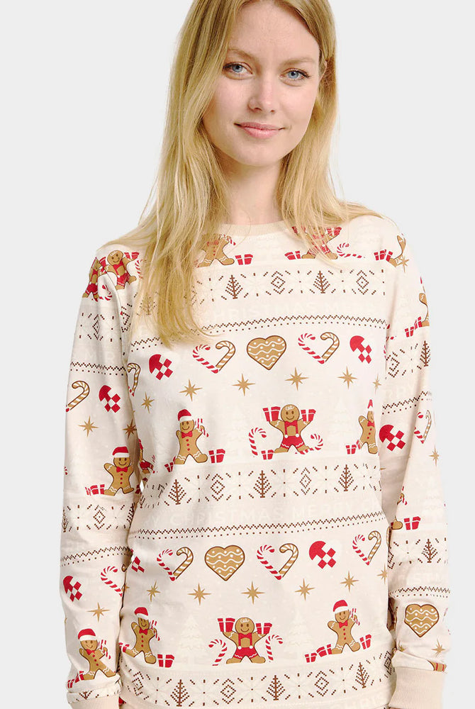 Pijama de Navidad para Adultos Unisex Gingercookies Beige
