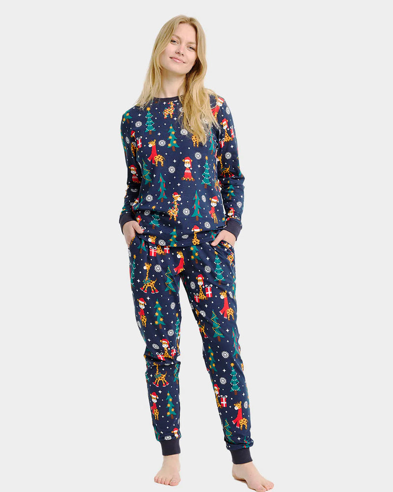 Pijama de Navidad para Adultos Unisex Jirafas Mujer