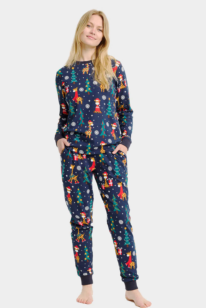 Pijama de Navidad para Adultos Unisex Jirafas Mujer