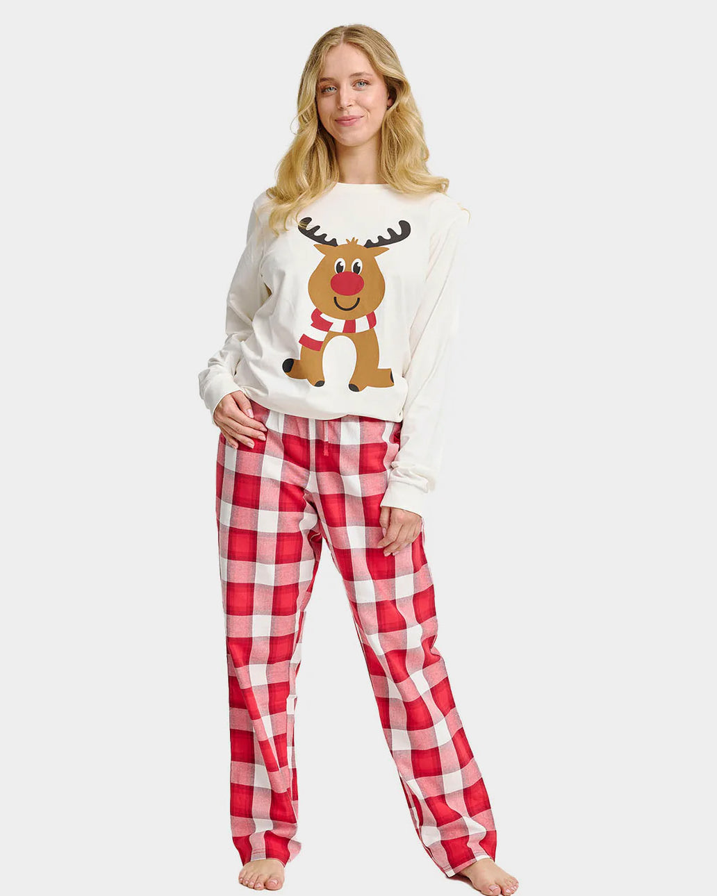 Pijama de Mujer de Navidad para Adultos Unisex Reno Simpático