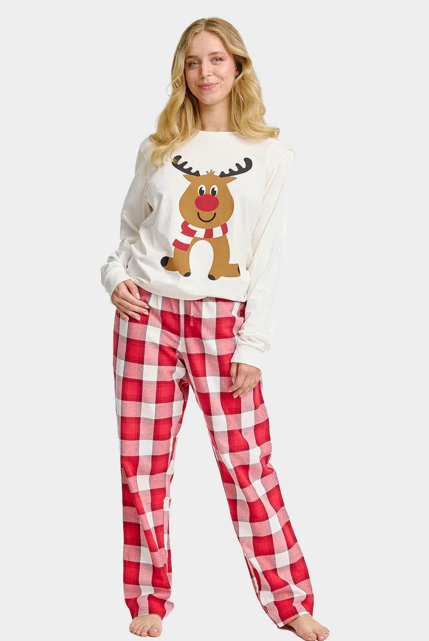Pijama de Mujer de Navidad para Adultos Unisex Reno Simpático