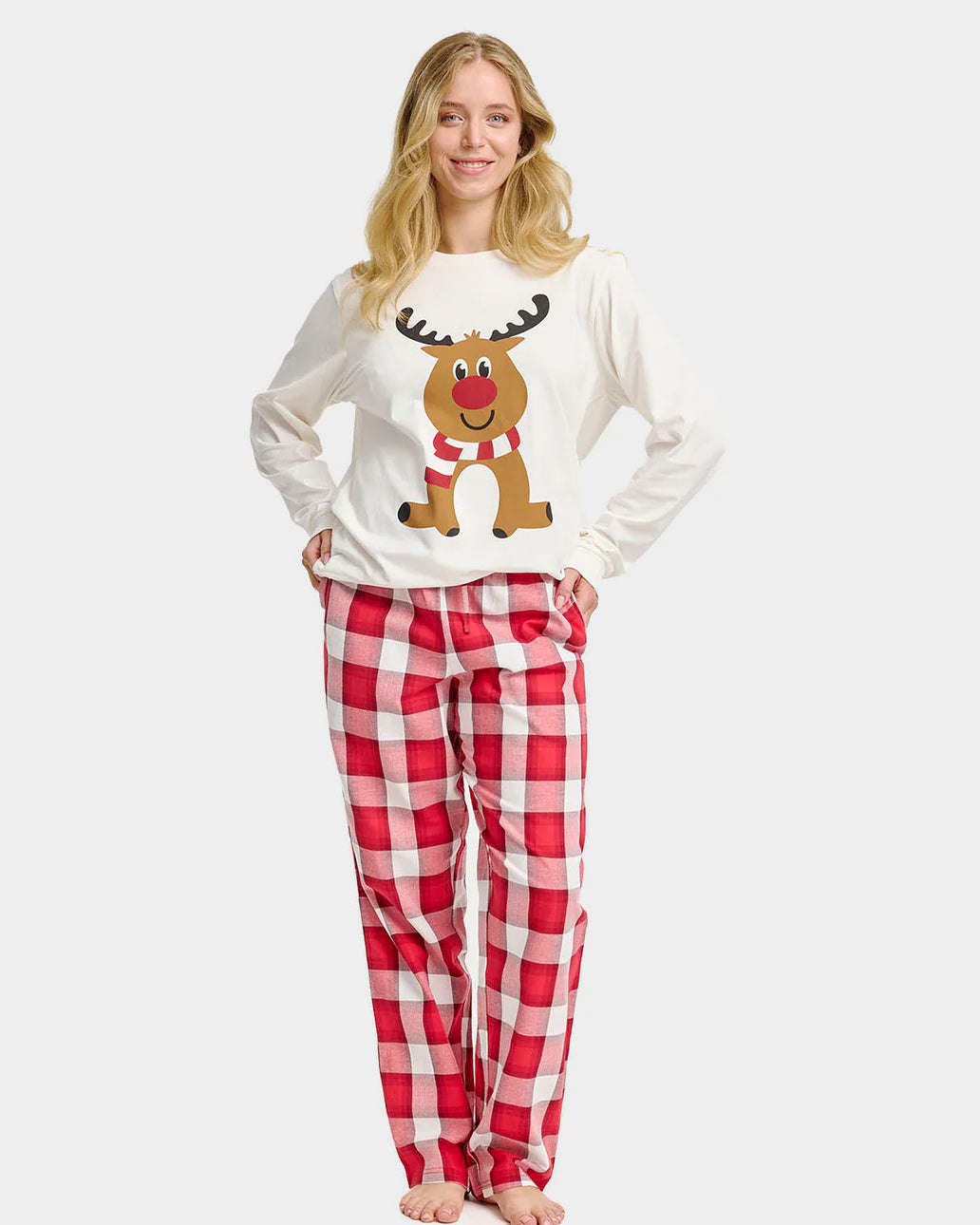 Pijama de Navidad para Adultos Unisex Reno Simpático Mujer