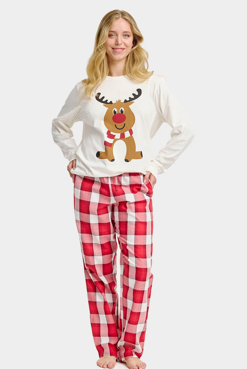 Pijama de Navidad para Adultos Unisex Reno Simpático Mujer
