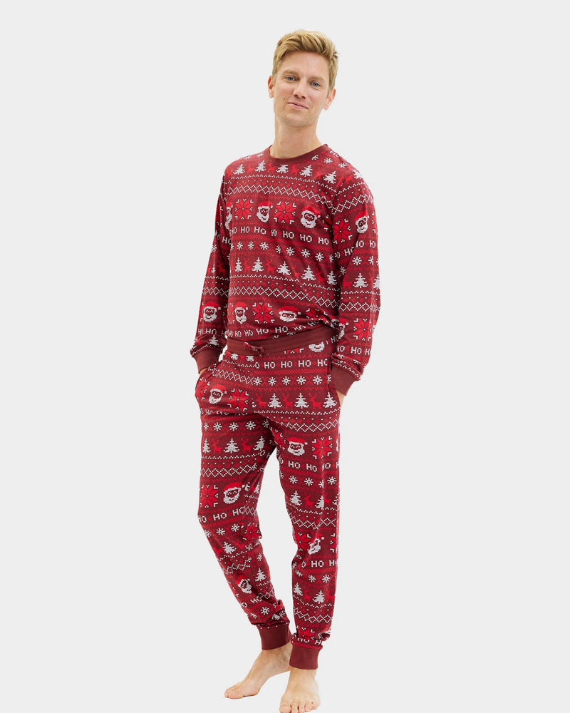 Pijama de Navidad Hombre Adultos Unisex Rojo Ho Ho Ho