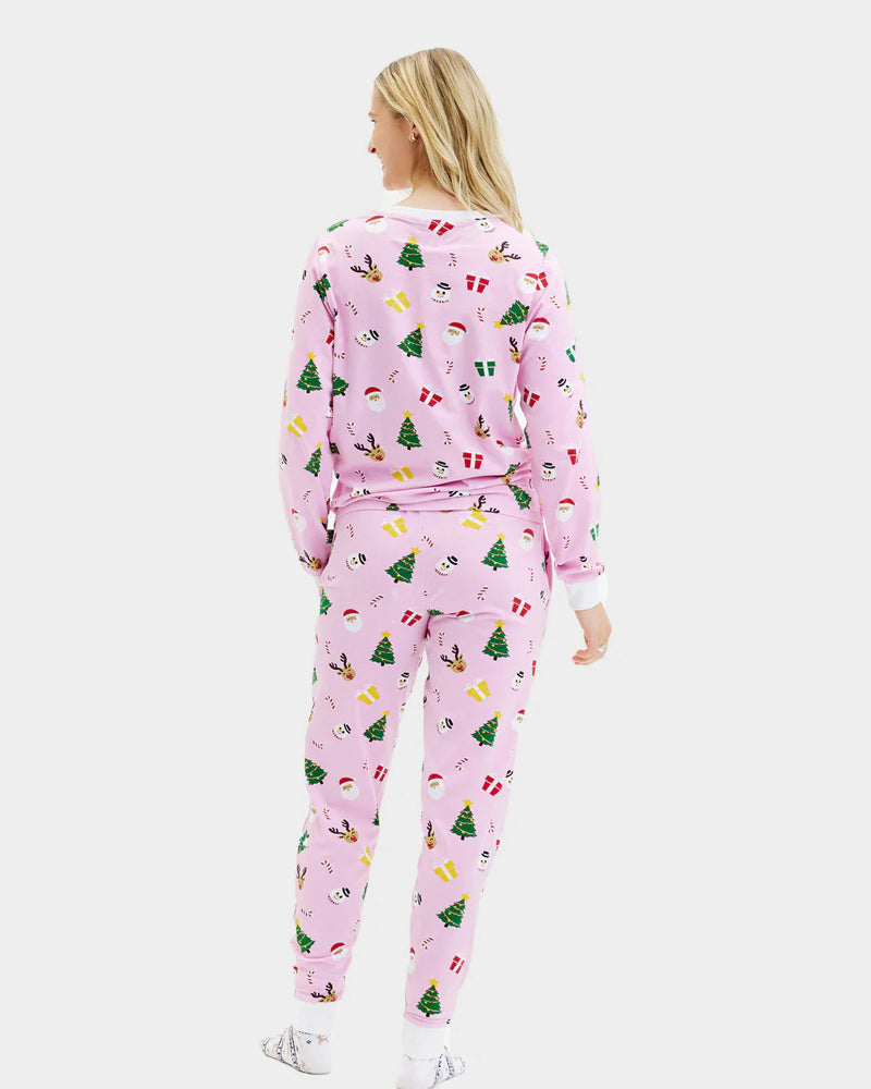Pijama de Navidad para Adultos Unisex Rosa Mujer Motivos Navideños