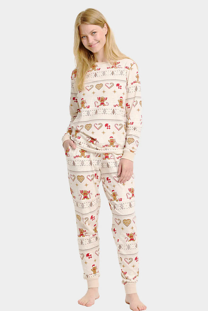 Pijama de Navidad para Familia Gingercookies Beige Mujer