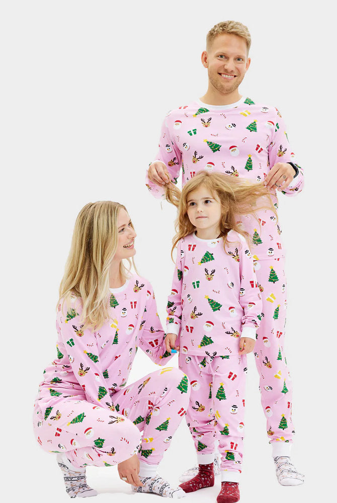 Pijama de Navidad para Familia Rosa Motivos Navideños