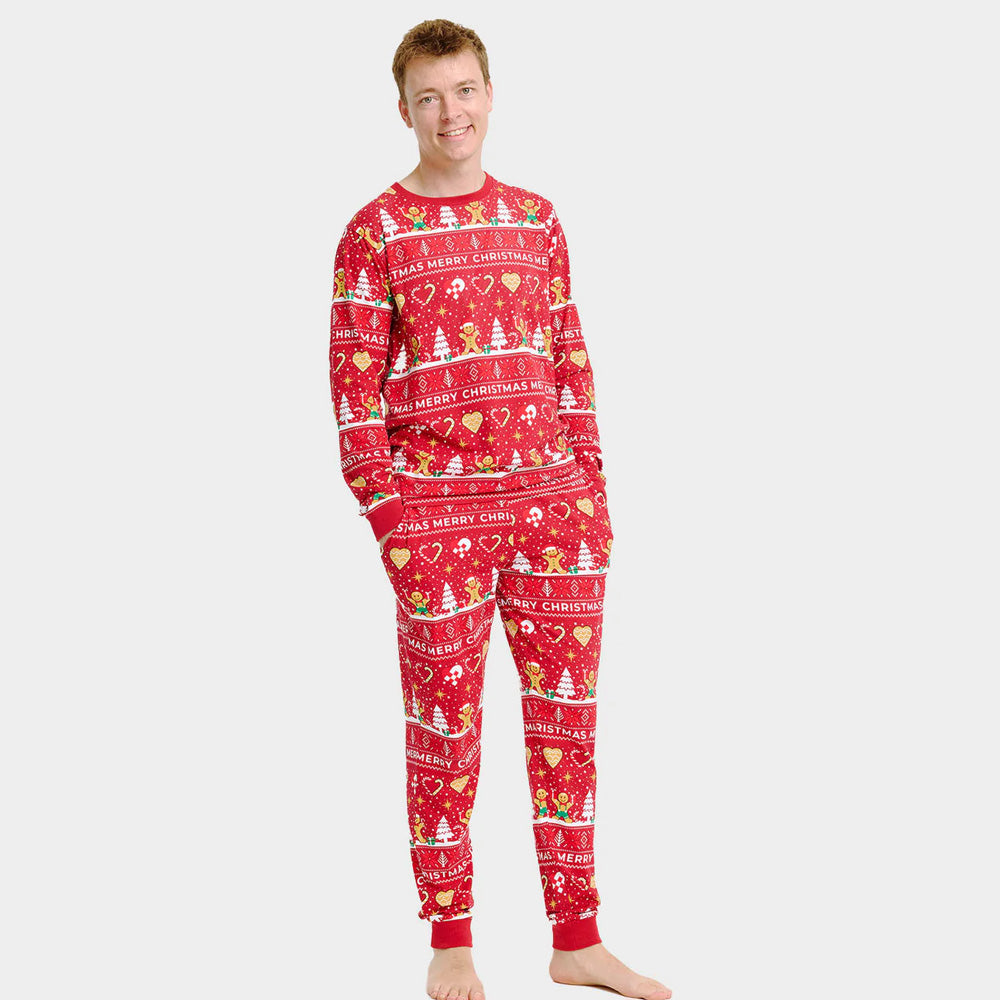 Pijama de Navidad para Hombre Unisex Gingercookies Rojo