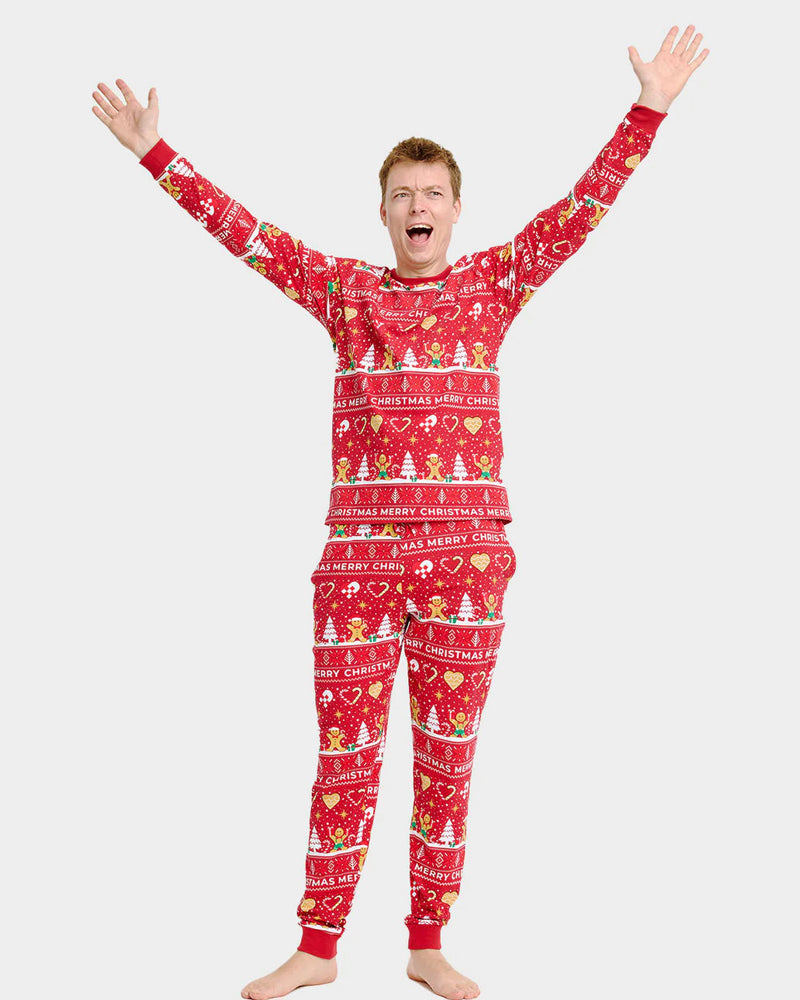 Pijama de Navidad Hombre Unisex Rojo Gingercookies