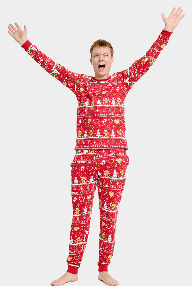 Pijama de Navidad Hombre Unisex Rojo Gingercookies